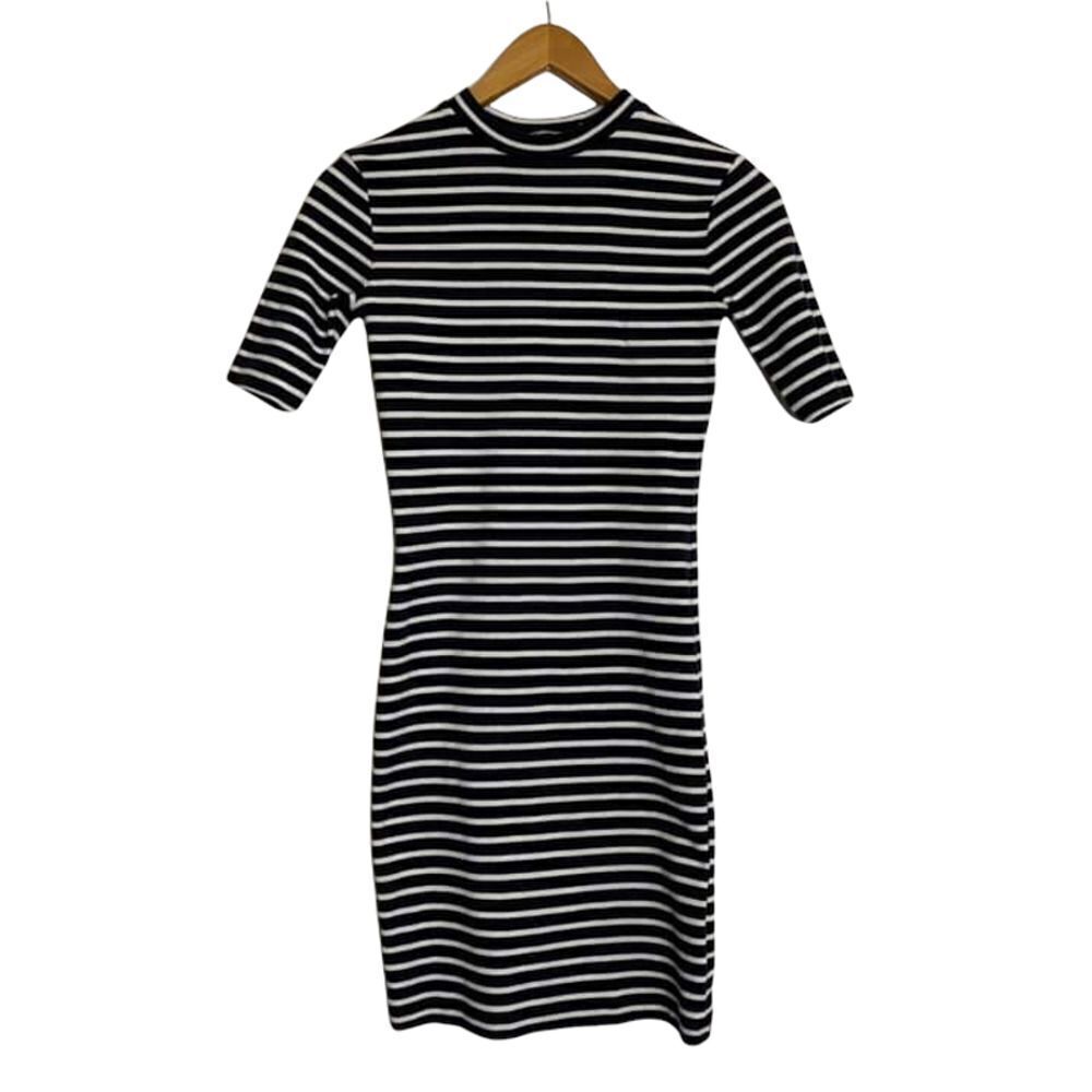 T By Alexander Wang Knit Dress Bodycon Mini Shirt Dress Mock Neck